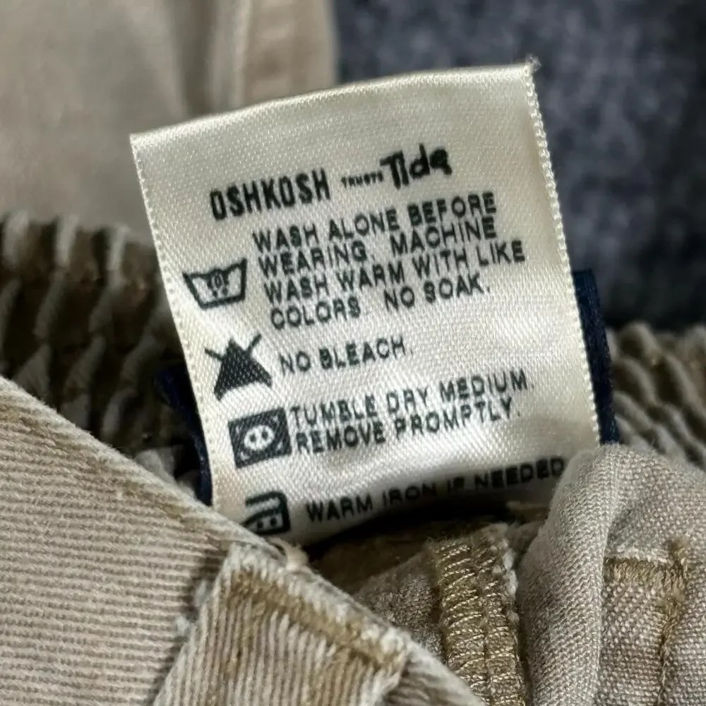 OshKosh B'gosh Shorts Boys 6 Beige Cargo Twill Pigment Dye Elastic Waist